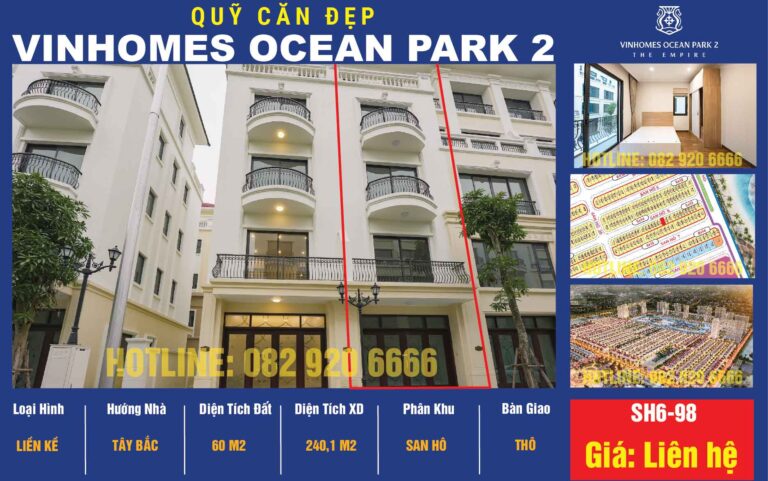[Bán] Liền kề SH6-98 Vinhomes Ocean Park 2