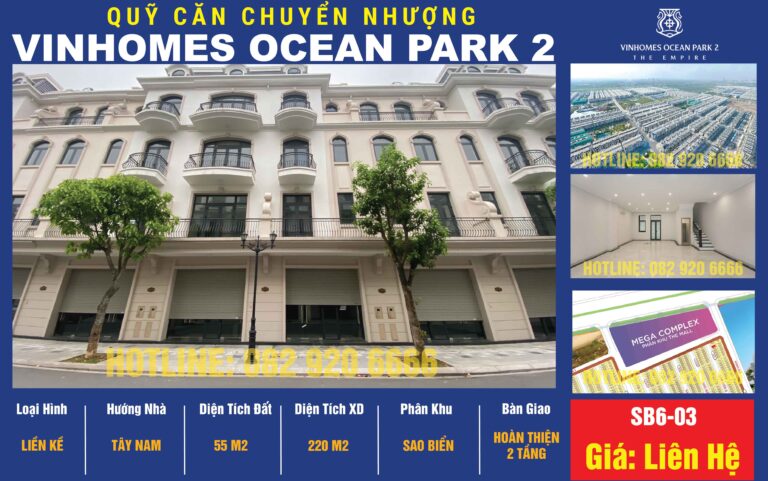 [Chuyển nhượng] Liền Kề SB6-70 Vinhomes Ocean Park 2