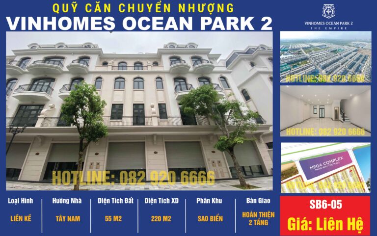 [Chuyển nhượng] Liền Kề SB6-05 Vinhomes Ocean Park 2