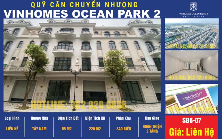 [Chuyển nhượng] Liền Kề SB6-07 Vinhomes Ocean Park 2