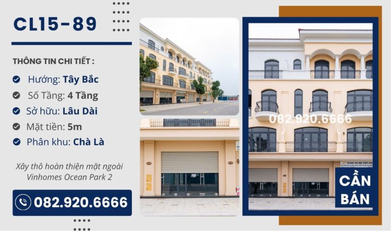 [Chuyển nhượng] Liền Kề CL15-89 Vinhomes Ocean Park 2