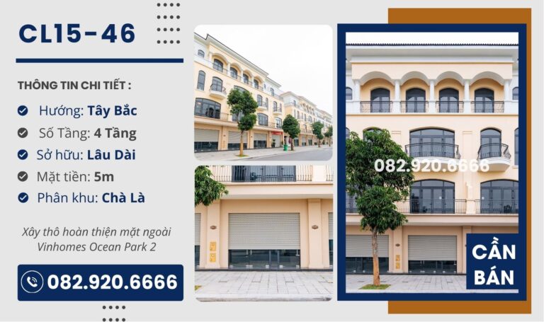 [Chuyển nhượng] Liền Kề CL15-46 Vinhomes Ocean Park 2