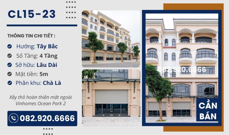 [Chuyển nhượng] Liền Kề CL15-23 Vinhomes Ocean Park 2