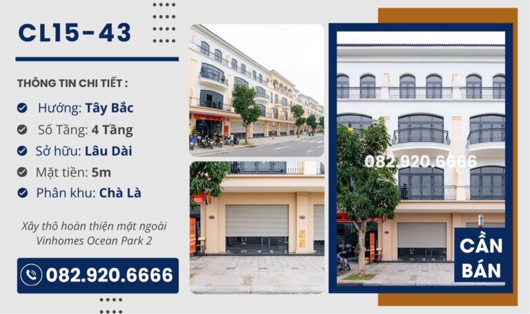 [Chuyển nhượng] Liền Kề CL15-43 Vinhomes Ocean Park 2