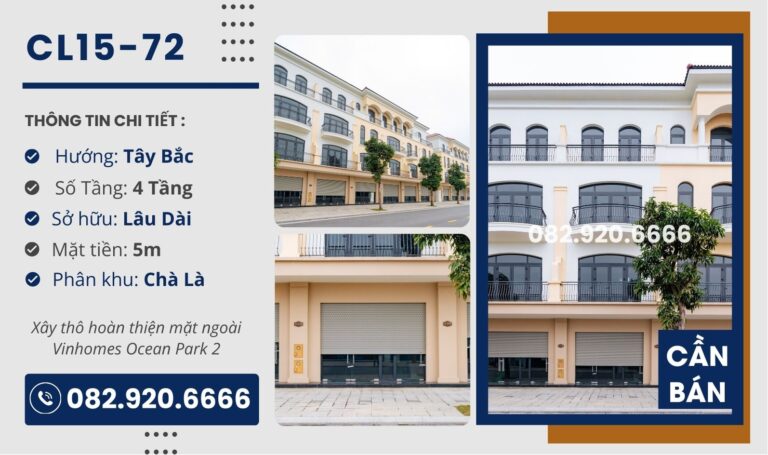 [Chuyển nhượng] Liền Kề CL15-72 Vinhomes Ocean Park 2